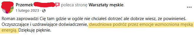 Opinia uczestnika warsztatów W STRONĘ OJCA