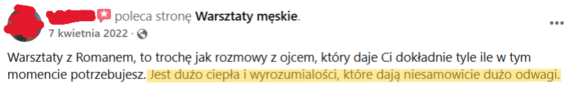 Opinia o Warsztatach męskich
